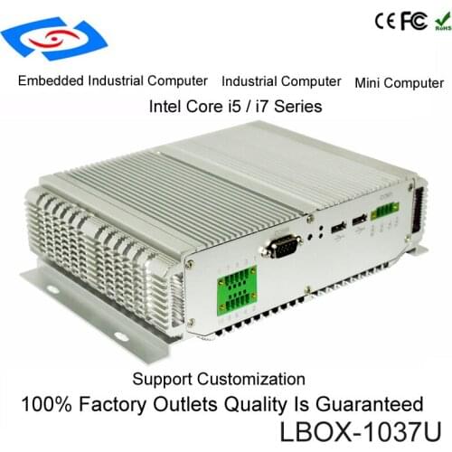 Embedded fanless mini industrial pc intel core i5 3317U processor 2lan 6*COM RS485 windows10 system industrial computer