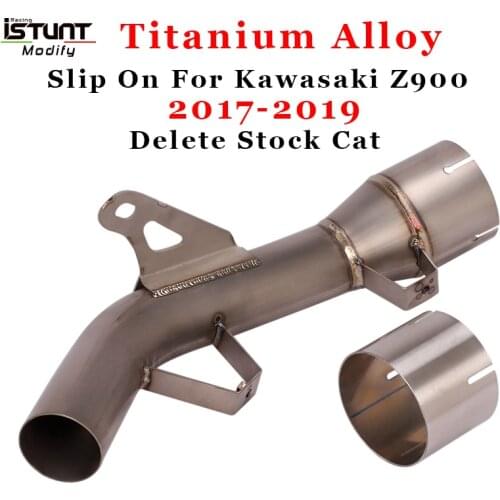 Motorcycle exhaust For Kawasaki Z900 2017 2018 2019 Modified Escape Titanium alloy Middle Link Tube Catalyst Removal Eliminator