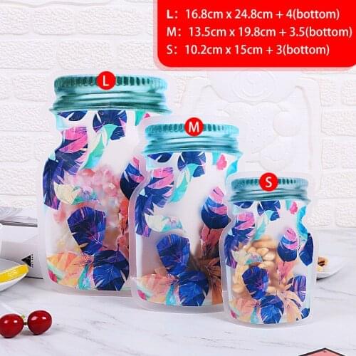 10pcs Reusable Mason Jar Bottles Nuts Cookies Zipper Seal Food Storage Bags Snacks Kitchen Freezer Organizer Portable Travel