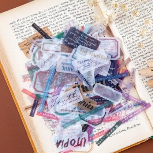 100pcs/bag Vintage Writable English tag Journal Decorative Washi Stickers Scrapbooking Stick Label Diary Album Stickers