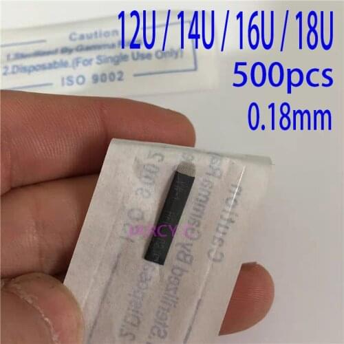 500Pcs 0.18mm 12 14 16 18 U Shape Microblading Laminas Nano Tebori For Permanent Makeup Manual Toberi Pen 3D Embroidery Black
