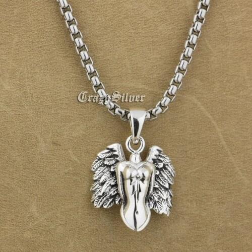 925 Sterling Silver Naked Angel Wing Charm Pendant 9S015