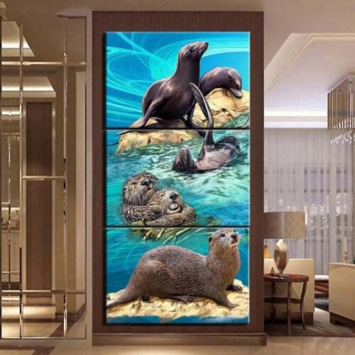 3 pcs DIY diamond embroidery Water lazy full square round diamond painting cross stitch kit 5D mosaic daimond mazayka wall decor