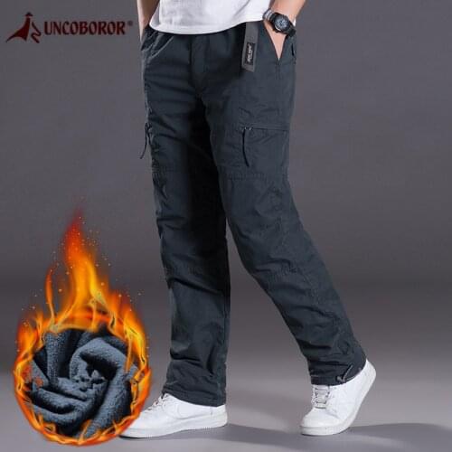 Winter Warm Double Layer Cargo Pants Men Army Military Style Tactical Baggy Loose Trousers Streetwear Thick Fleece Cotton Pants