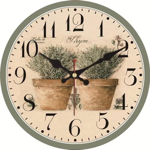 Shabby Chic Potted Plant Clocks Flower Home Decor For Kitchen Silent Living Watches Accessories Art Vintage Large Wall Clocks
