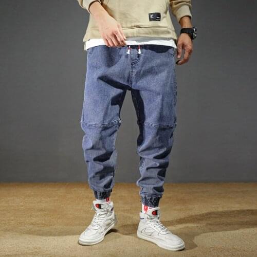 Men Jeans High Quality Black Gray Color Loose Fit Cargo Japanese Style Fashion Pants Harem Trousers Streetwear Hip Hop Jeans Men