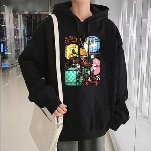 Kamado Tanjirou Demon Slayer Graphic Anime Hoodies Streetwear Sweatshirt Men Pullover Oversize Daily Casual Hoodies