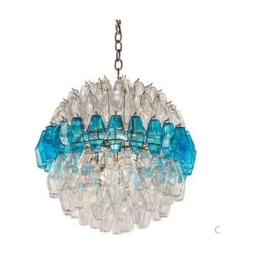 Italian creative luxury villa hotel lobby post-modern Nordic glass blue model room guest restaurant chandelier