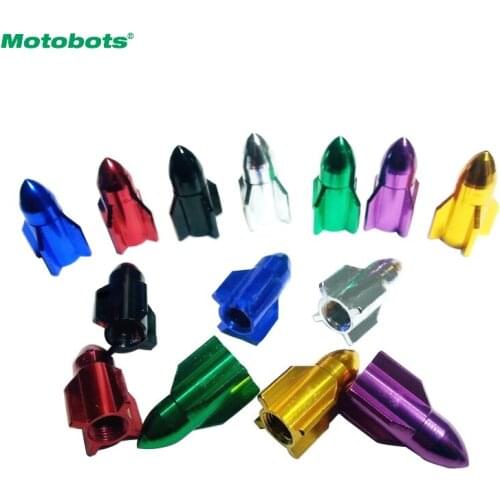 MOTOBOTS 4pcs Missile Models Color Aluminum Valve Caps Gas Leak Tire Caps For Car Decoration Red/Purple/Golden/Silver/Green/Blue