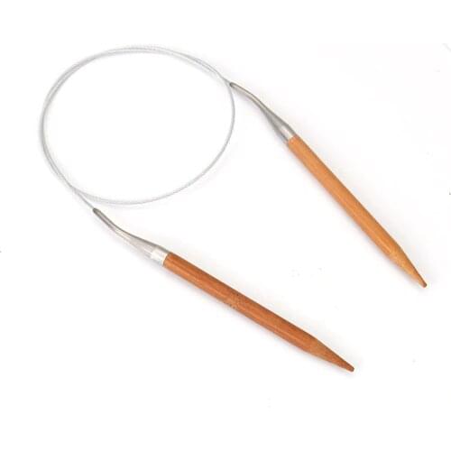 DoreenBeads 7mm Bamboo Stainless Steel Circular Knitting Needles Weave Sweater Hand Sewing Accessory 80cm(31 4/8") long, 1 Pair