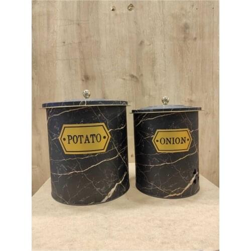 Metal Potato And Soğanlık Black Marble Pattern