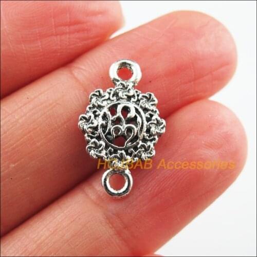Fashion 30Pcs Tibetan Silver Color Flower Yoga Charms Pendants Connectors 12x20mm