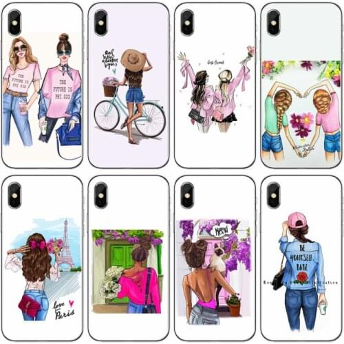 Cartoon girl Soft Silicone Phone Case For iPhone 6 6plus 7 8plus 5 5S 5C SE For iPhone X XS XR XS Max