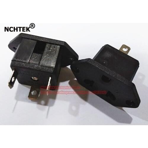 NCHTEK 10A 250V US Nema 5-15R 3Pin Chassis Female Inline Socket Plug Adapter Industrial Power Connector/Free Shipping/100PCS