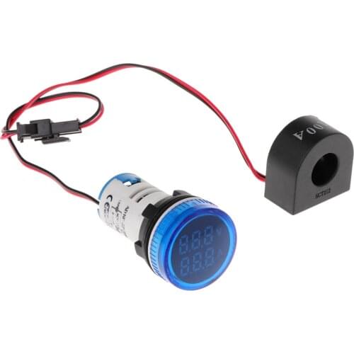 2020 New Digital Voltmeter Ammeter 22mm Round AC 50-500V 0-100A Voltage Volt Amp Monitor