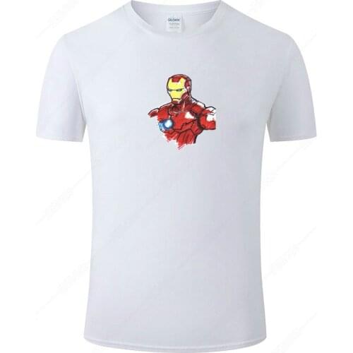 2021 New Marvel Iron Man Fashion Printed T-shirt Men and Women Summer Short-sleeved Superhero Pure Cotton T-shirt Streetwear