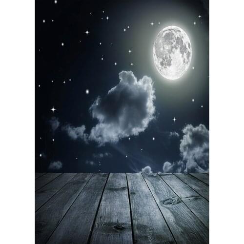 Cloud Moon Photography Background Wooden Floor Backdrop Portrait For Photo Booth Children Cloth Photo Backdrops Photo Studio
