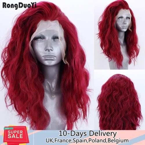 RONGDUOYI Long High Temperature Hair Synthetic Lace Front Wig Natural Wave Lace Wigs for Women Cosplay Wig