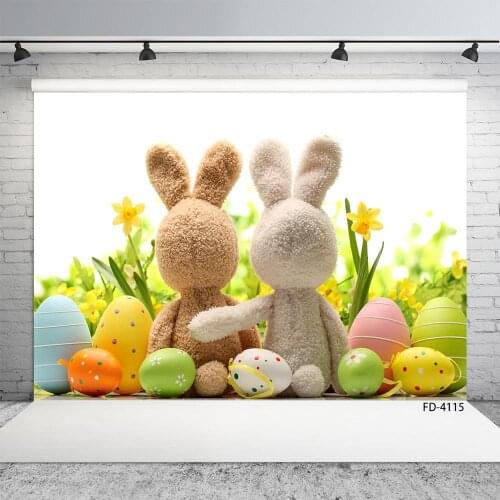 Easter Egg Rabbit Flower Spring Children Photography Background Baby Shower Portrait Backdrops Photophone Photo Studio Props