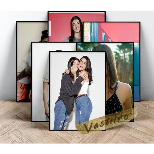 Charli D'Amelio Poster, Dancer Prints, Beautiful Girl Character Portrait Wall Picture, Beauty Wall Art, Living Room Wall Decor