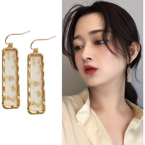 No Pierced Ears Hole Geometric Shiny Resin Transparent Rectangular Clip On Earrings Without Piercing for Women Girls Brincos
