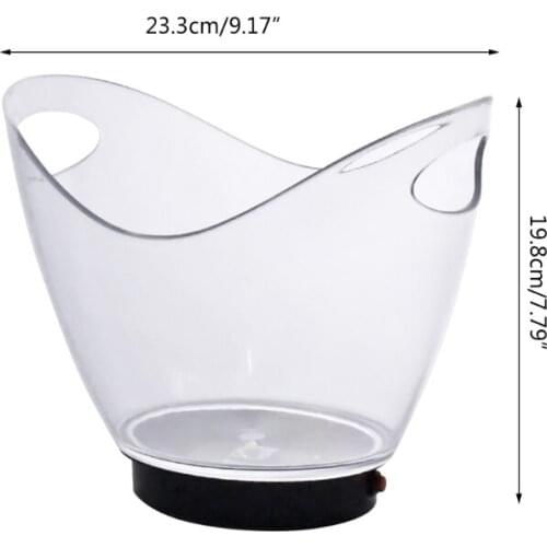 Transparent Colorful LED Light Gradient Ice Bucket Bar Wine Trough Glass Holder