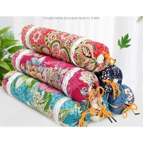 Old coarse cloth wormwood cervical pillow buckwheat round moxa leaf pillow repair cylindrical neck massage candy pillow
