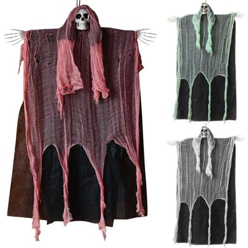 LED Hanging Ghost Skull Halloween Decoration Horror House Windsock Skull Head Garden Decor Outdoor Festival Party Supplies