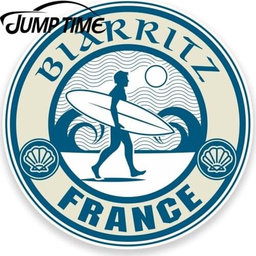 Jump Time for Biarritz France Vinyl Sticker Car Laptop Luggage Travel Surf Cool Decal Rear Windshield Waterproof Car Accessories