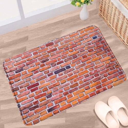 Vintage Old Stone Wall Bathroom Mat Brick Pattern Non-slip Rugs Flannel Home Decor Bath Kitchen bedroom Doorway Aisle Carpet Pad