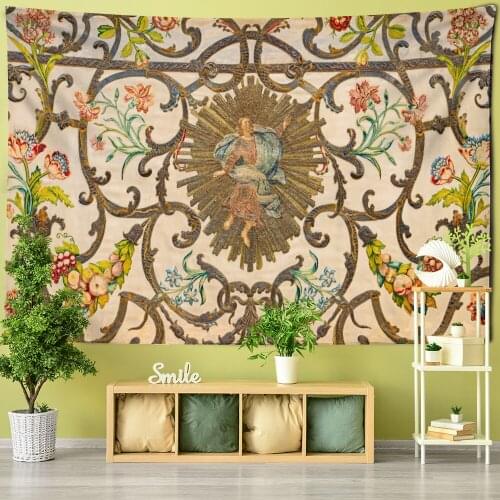 High-end Khaki Background Pattern Wall Hanging Indoor Home Tapestry Retro Series Tapestry Wall Hanging Decor