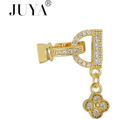 JUYA Fastener Clasps Hooks For Jewelry Making Cubic Zirconia Lobster Claw Clasper Connectors DIY Handmade Jewelry Accessories
