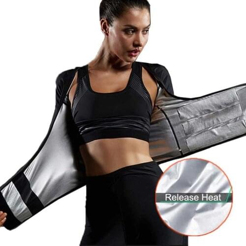 Women Heat Hot Sweat Shirt Sports Yoga Running Sportswear Fitness Run Exercise Gym Windproof Sauna Suit Short Training