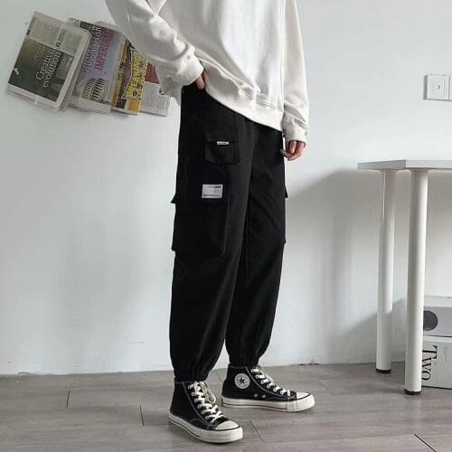 HOUZHOU Punk Streetwear Black Cargo Pants Women Harajuku Hippie Oversize Gray High Waist Trousers For Female Hip Hop Gothic