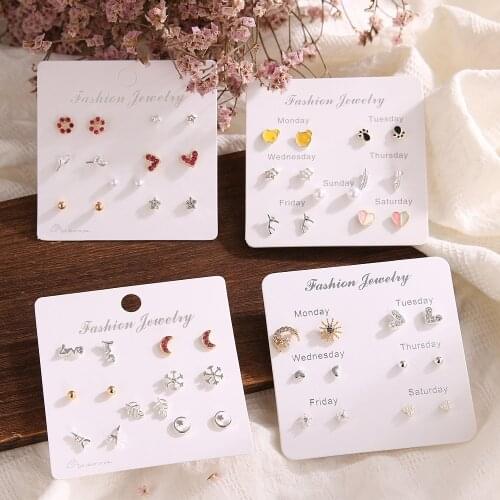 ZOVOLI New Fashion Korean Cute Crystal Pearl Star Moon Small Rhinestone Stud Earrings For Women Geometric 2021 Trend Jewelry