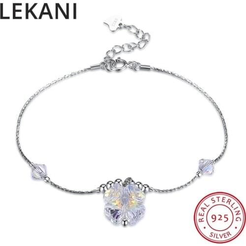 LEKANI Lucky Clover Charm Bracelets Bangles Crystals From SWAROVSKI 925 Silver Beads Accessories For Women Gifts Fine Jewelry