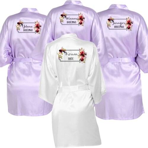 Hen Party Women Silk Satin Kimono Robe Bathrobe Personalised Bridesmaid Robes
