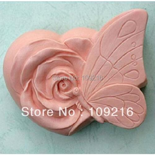 1pcs Butterflies Over Flowers (R0729) Silicone Handmade Soap Mold Crafts DIY Mold