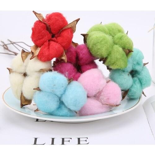 10 Pcs/Bunch Natural Cotton Dried Flowers Bouquet Dyed Cotton Wedding Decoration Accessories Natural Dried Plantas Home Decor