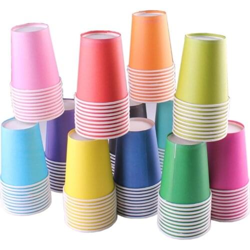 10pcs Pure Colour Party Disposable Paper Cups Juice Cup DIY Decoration Baby Shower Kids Birthday Wedding Picnic Tableware Supply