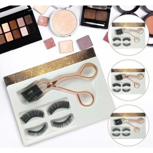2 Pairs Magnetic Eyelashes Set 3D Fiber Eyelashes Magnetic Lashes Bushy False Lashes Lasting Handmade Eyelash Makeup Tool