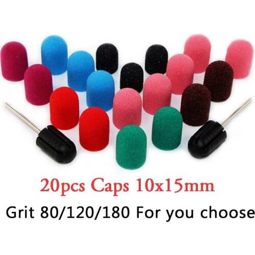 20pcs Sanding Caps Pedicure Care Polishing Sand Block Foot Cuticle Remove Tool With 1Pcs shaft Electric Nail Drill Foot Care