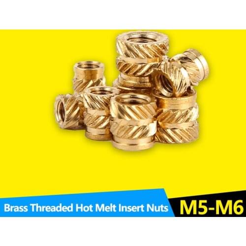 Heat Set Insert Nuts Female Pressed Fit into Holes for 3D Printing Thread Brass Knurled Inserts Nut Embed Parts M5 M6 20Pcs