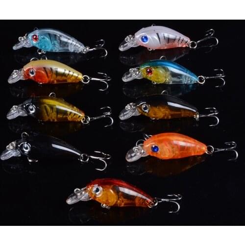9pcs 4.5cm 3.5g Small Minnow Fishing Lure Artificial Hard Crank Bait topwater Wobbler Fishing Crankbait lure With 3D Eyes