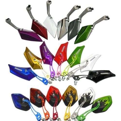 Universal 8mm 10mm Motorcycle Rear View Moped Handlebar Side Mirrors Rotatable Blue Rearview Mirror Accessories Motorbike mt09