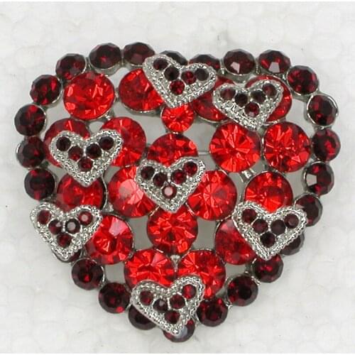 Heart Brooch Red Rhinestone Bridal Wedding party Heart Pin brooches C365 C