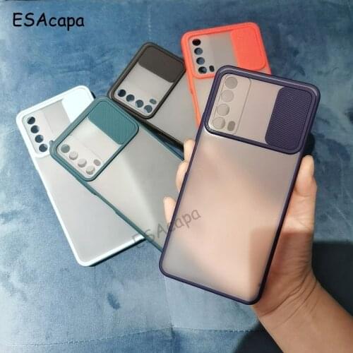 For Huawei Y7A Case Slide Camera Lens Protection Phone Case For Huawei P Smart 2021 Y9A P40 P30 Matte Soft Frame Back Cover