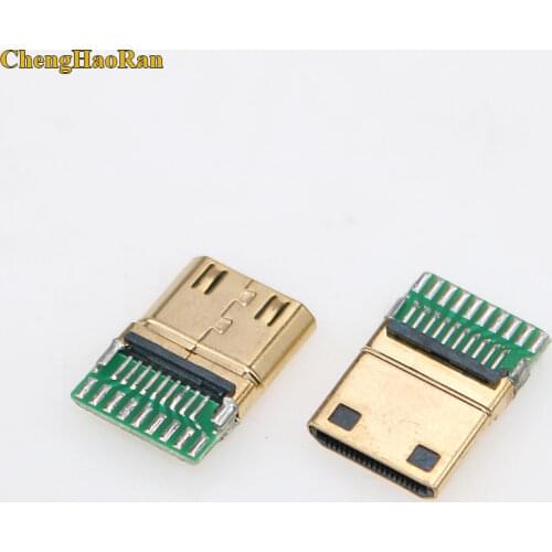 ChengHaoRan 1pcs micro mini HDMI male Jack 19pin Connector with PCB board ,male jack socket connector