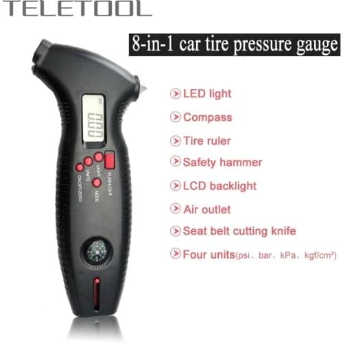 8 in 1 Digital Tire Pressure Gauge Multifunction LED Backlight Electronic Manometer Tyre Pressure Gauge Meter For Car Motorcycle