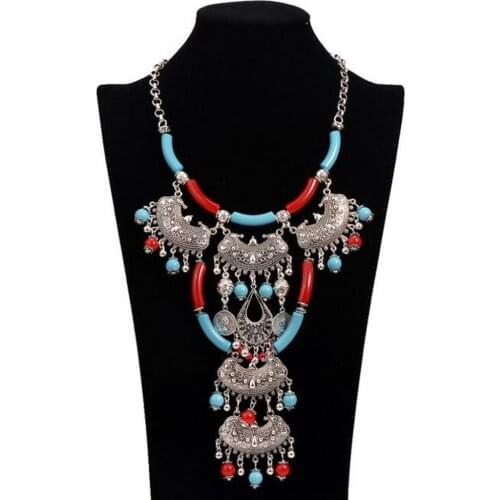 DiLiCa Bohemian Statement Necklace for Women Vintage Maxi Necklaces & Pendants Jewelry Ethnic Necklace Choker Collier